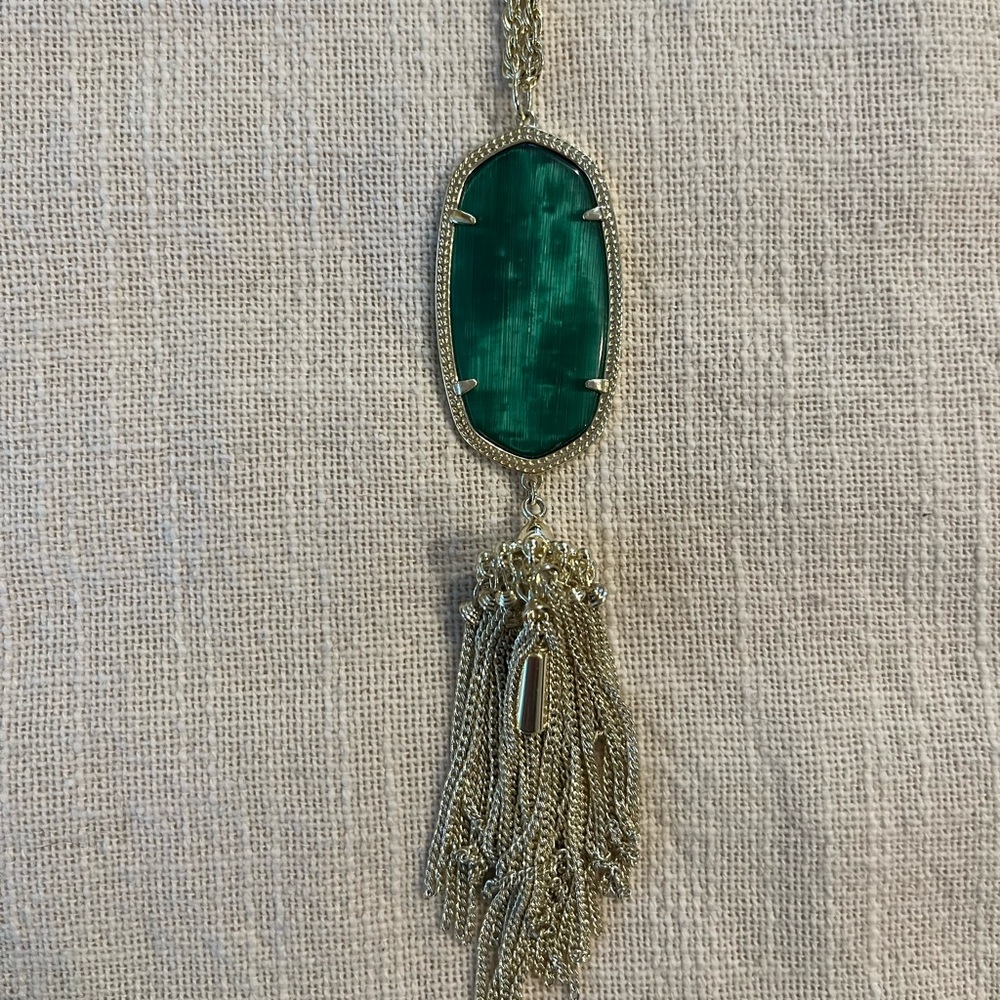 Kendra Scott Gold Rayne Necklace - Green Cat’s Eye
